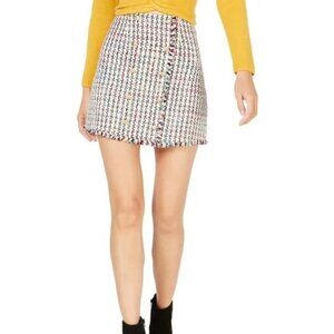 Leyden Tweed Houndstooth Raw Edge Skirt XS Multi